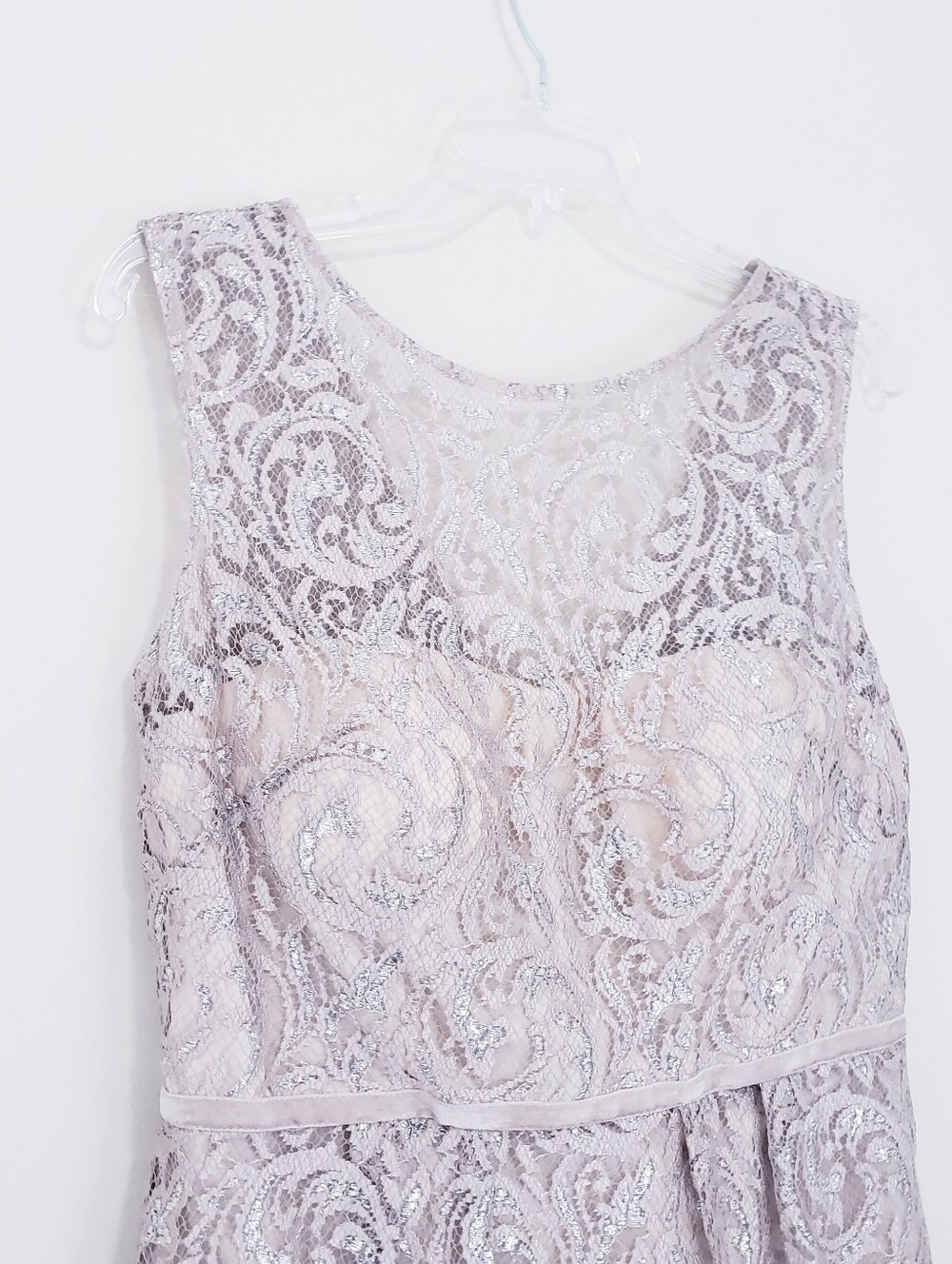 Jenny Yoo Harlow Metallic Bridesmaid Cocktail Lace Short Dress Size 10 Sandstone - Picture 7 of 10